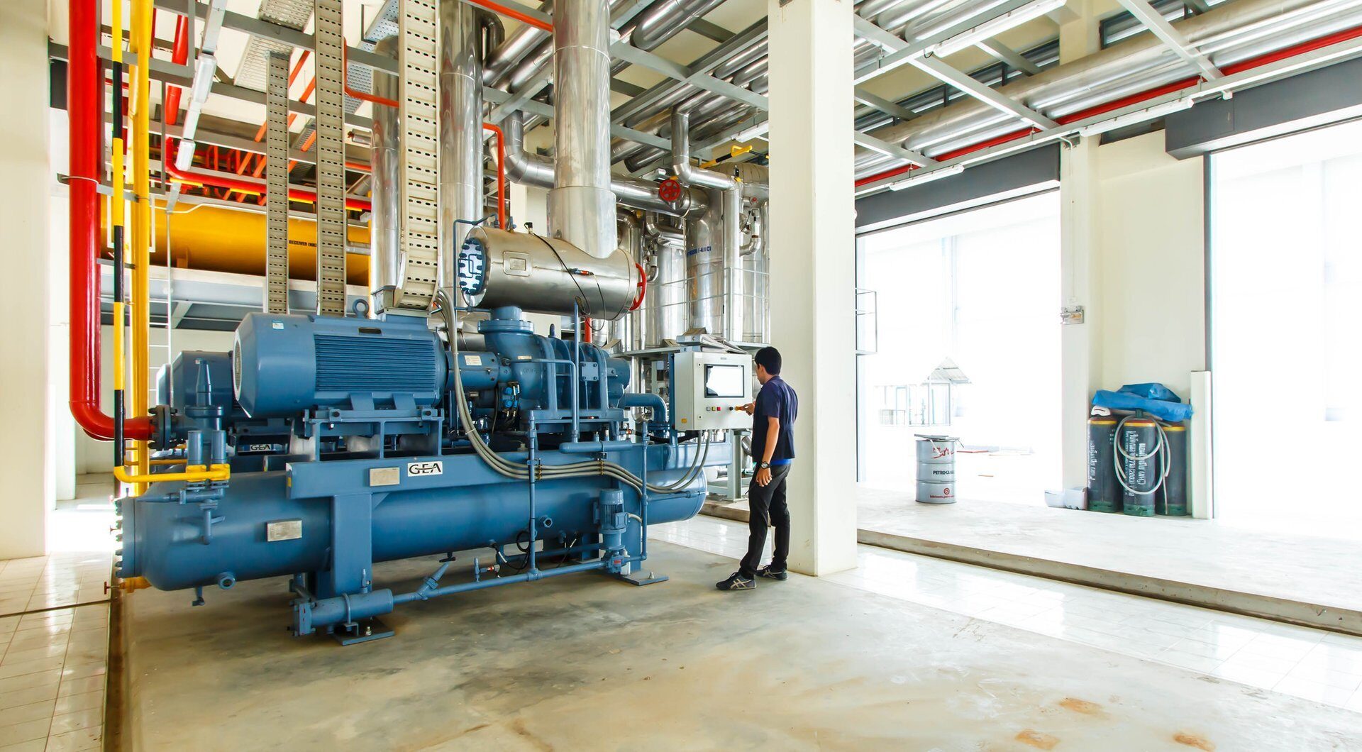 industrial compressor refrigeration station at manufacturing factory 
